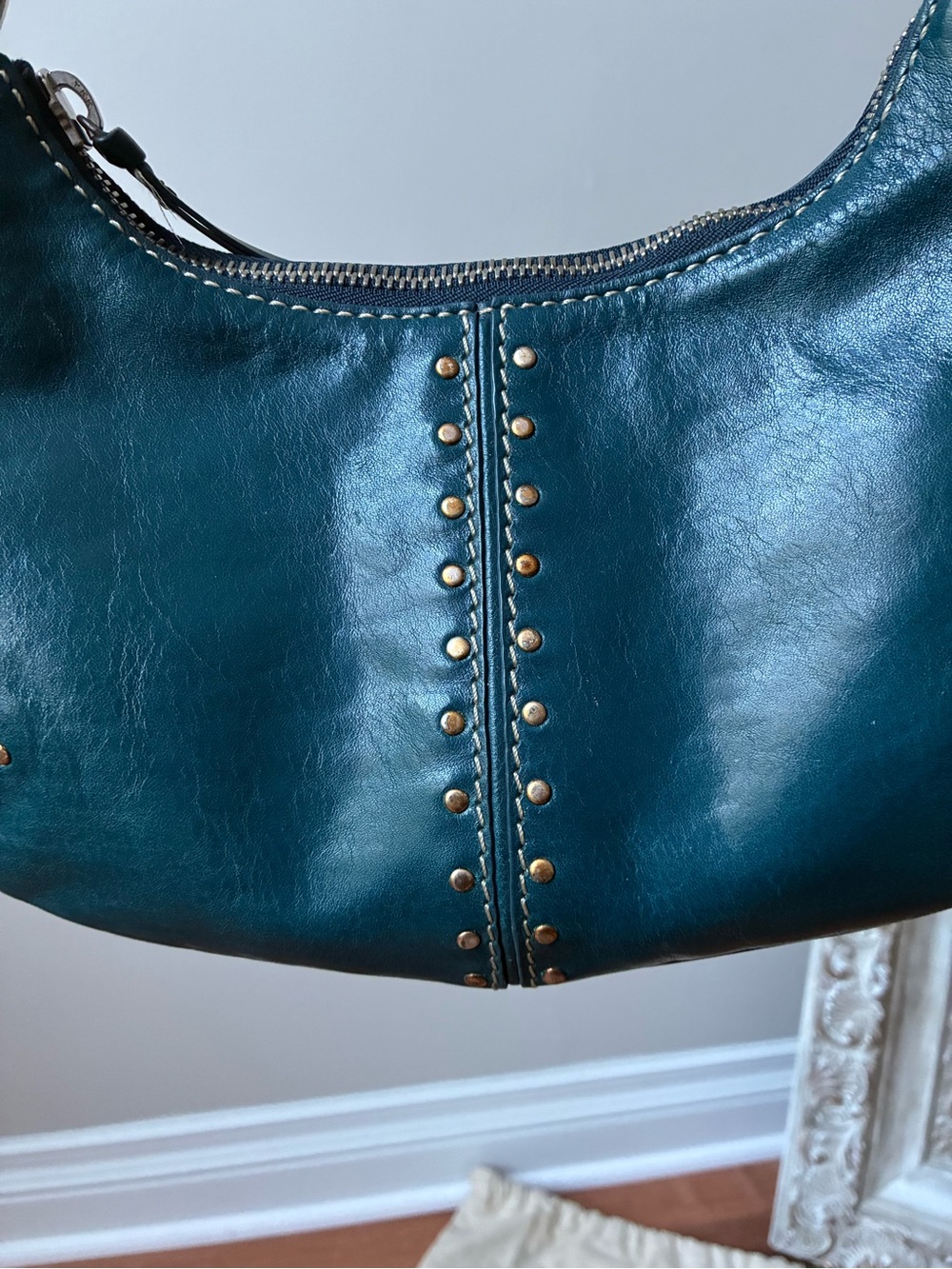 Michael Kors Astor Studded Leather Shoulder Bag, Teal, Vintage - Picture 5 of 11